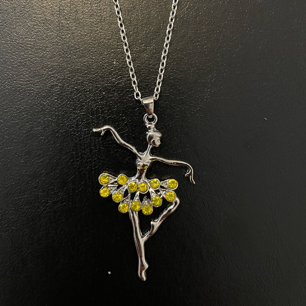 💗 Silver Ballerina Crystal Necklace 18”-20” adjustable NEW - Picture 2 of 4